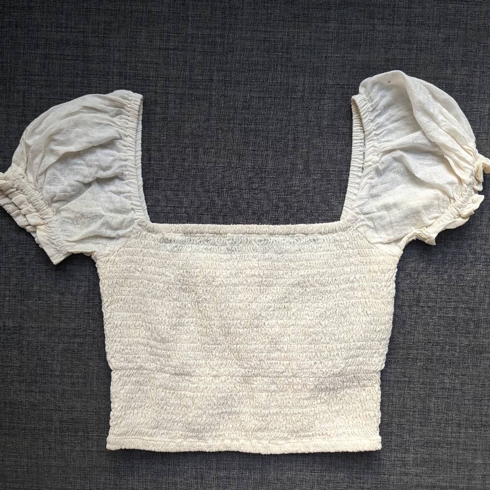 Billabong Cream Puff Sleeve Crop Top